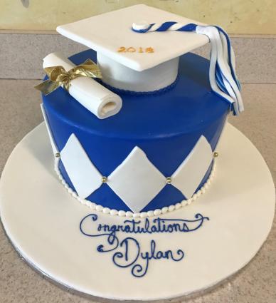 Blue Graduation Cap Cut Out Cake
